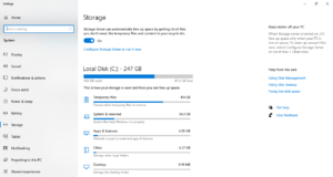 Windows 10 : storage sense