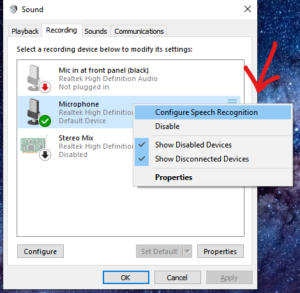 microphone not working windows 10