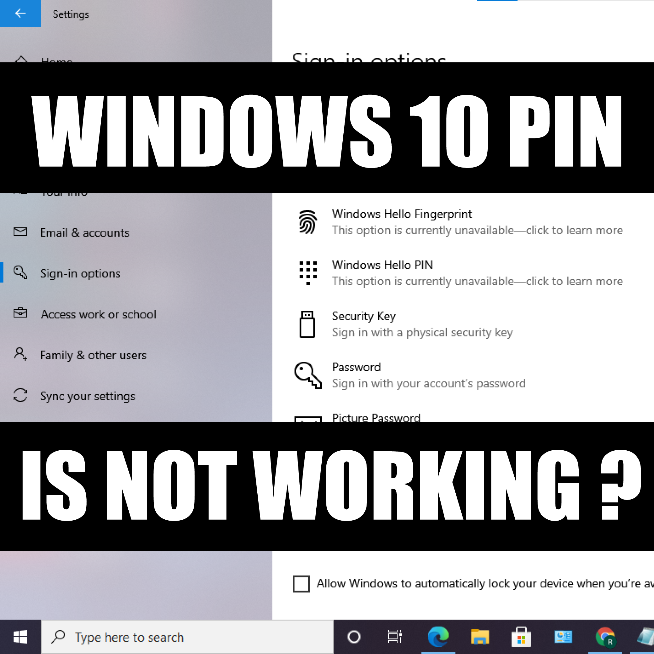 pin login windows 10 not working