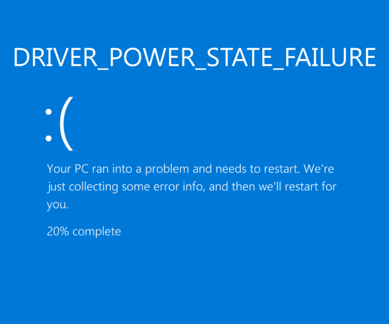 driver power state failure fix