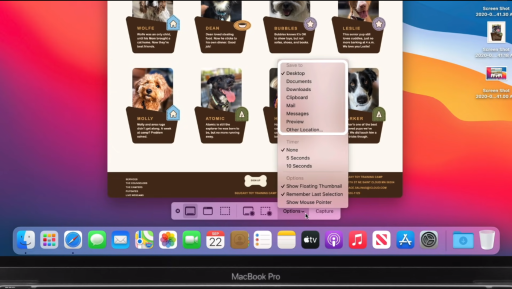 shortcut key on mac for screenshot