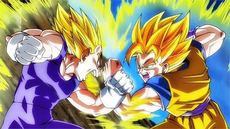 Hallucinate with the impressive resin of Goku against Vegeta from Dragon Ball Z